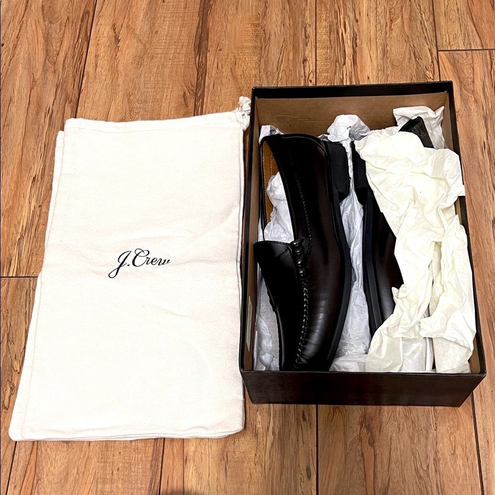 NIB J.Crew Camden Leather Loafers with Rubber Soles in Dress Brown - Picture 10 of 11